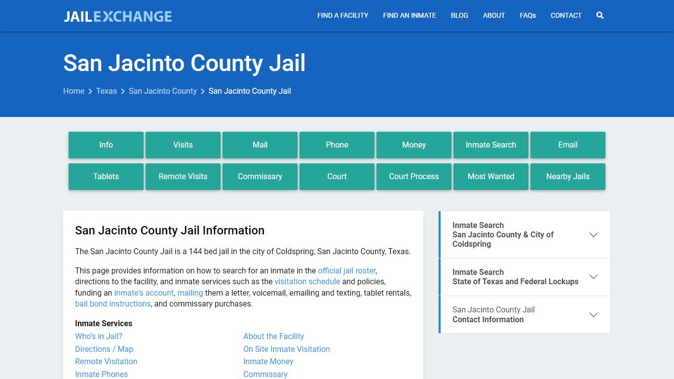 San Jacinto County Jail, TX Inmate Search, Information