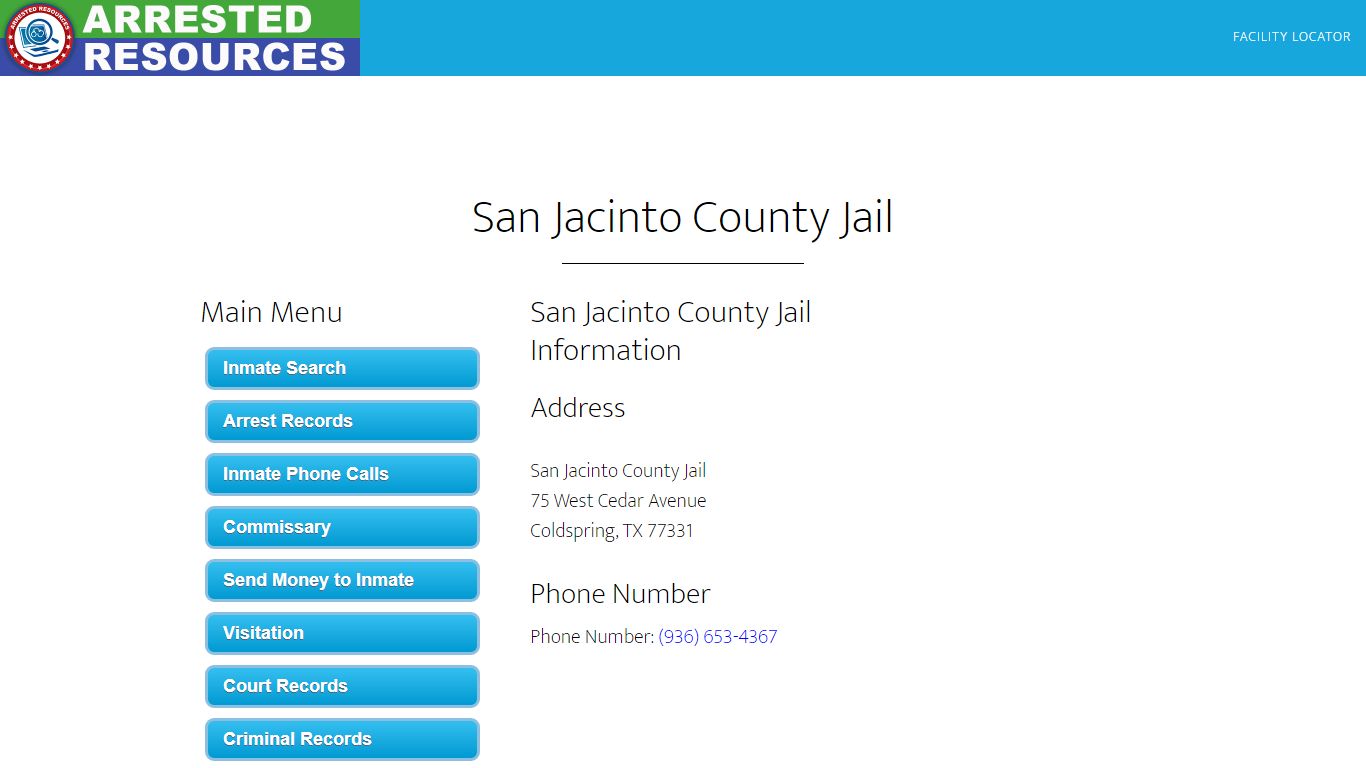 San Jacinto County Jail - Inmate Search - Coldspring, TX